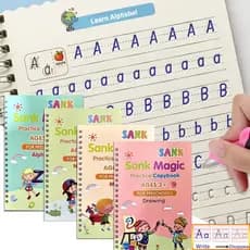 4 Livro / Set (Com Canetas Livres) Magia Caligrafia Copybook Set Placa De Escrita Placa De Escrita Mágica Caligrafia Liv