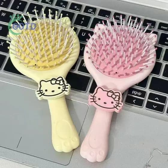 Moda Hoje 2 Em 1 Hello Kitty Pente De Espelho Portátil Viagem Almofada De Ar De Desenho Animado Massagem Airbag Presente