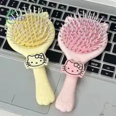 Moda Hoje 2 Em 1 Hello Kitty Pente De Espelho Portátil Viagem Almofada De Ar De Desenho Animado Massagem Airbag Presente