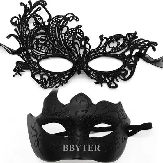 BBYTER Conjunto De 2 Peças De Máscara De Renda Preta Elegante Para Casais-Perfeito Festas Venezianas , Carnaval E Celebr