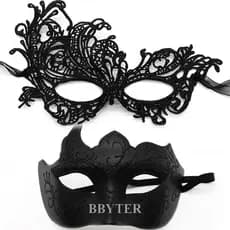 BBYTER Conjunto De 2 Peças De Máscara De Renda Preta Elegante Para Casais-Perfeito Festas Venezianas , Carnaval E Celebr