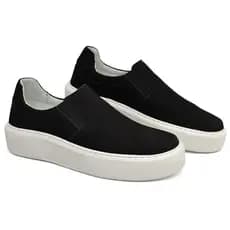 Tênis Slip-On Masculino Confortável Couro Nobuck Legítimo Sapato Elegante