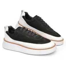Tênis Masculino Couro Legítimo Sneaker Confortável Social Preto Luxo