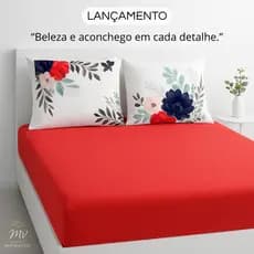 Kit Jogo de Lençol Com Fronha Flor Vermelha- LANÇAMENTO
