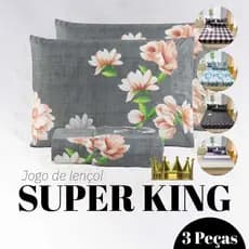 Jogo de Lençol Estampado SUPER KING 03 peças em Microfibra - Estampado Enviadas Aleatóriamente