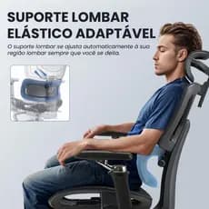 Cadeira Gamer Ergonômica Escritório Encosto e Pescoço Ajustáveis Lombar Elástico Tecido Respirável