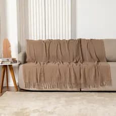 Manta Decorativa Doha Algodão 100% 1,70x2,40m Com Franjas Sofá Cama Sala Conforto Estilo