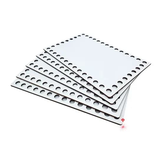 Base MDF Branco Crochê Cestos Fio de Malha Retangular 12x25 a 35x40cm