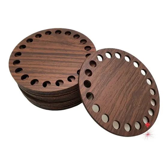 10 Fundo Base Cesto Crochê Fio De Malha Mdf 10cm Castanho