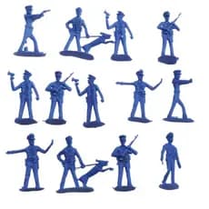 Policiais Militar Plastico 24 Miniaturas Brinquedo Azul