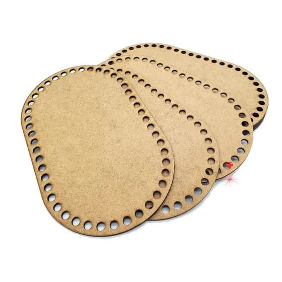 Base MDF CRU Bolsa Crochê Fio de Malha - Retangular Oval - 08x20cm a 15x30cm