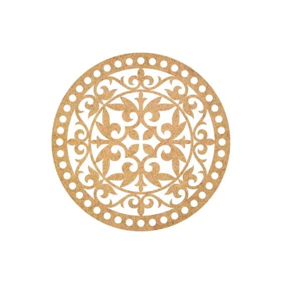 Tampas Base MDF CRU Mandala Crochê Fio de Malha Circular - TCC08
