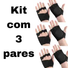 Kit Com 3 Pares Luva Para Musculação Academia Ginástica Levantamento de Peso Ciclismo Atacado Revenda