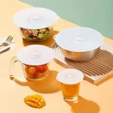 Kit 5 Tampas de Silicone Sucção Para Tigela Panela Alimentos Com Alta Vedação e Flexibilidade