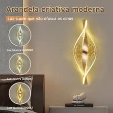 💡💡💡(3 cores em 1 luz) Arandela LED em Acrílico Espiral Dourado  Moderno e Sofisticado  110–220V