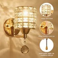 💎💡Kit 2/4/8 Arandelas de Parede Douradas arandela de cristal Luxuosas e Modernas Decoração para Quarto Sala e Corredor