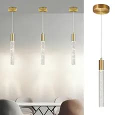 Lustre Cristal Bolha Dourado 33cm | LED 3 Tons Ajustável Bivolt 110/220V Sem Cintilação Decoração Sala Quarto Luxo
