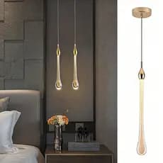 Lustre Cristal Gota Dourada Luxo Medieval 45cm LED Bivolt 110-220V Luz Quente 3000K Decoração Interna