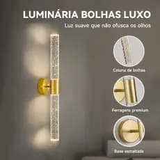 💡Disponível em 32cm/50cm, arandela de LED de cristal em dourado de alta qualidade, 3000K, voltagem universal 110-220V