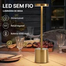 💡💡💡Luminária Mesa LED Sem Fio Recarregável 3 Cores Dimerizável Controle por Toque Portátil Quarto Restaurante Bar