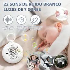 👶🏻⭕ Máquina de Ruído Branco Portátil 22 Músicas Relaxantes 🎵 7 Cores de Luz Ajuste Contínuo ⭕ Alça de Transporte