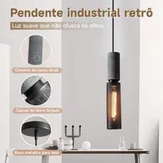 💡3000K Lustre de Cimento Estilo Industrial Retrô Americano 110V–220V para Café Bar Corredor