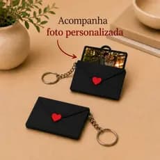 Chaveiro Envelope Personalizado com Foto Casal Dia dos Namorados Presente Romântico