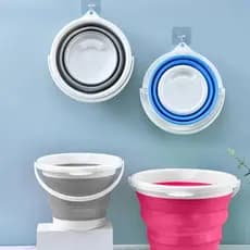 Balde Dobrável Silicone 5L Bacia Lavanderia Limpeza água sabão Faxina Roupas