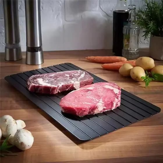 Tábua Placa Alumínio Descongeladora Rápida De Alimentos Carne Peixe Frango Natural