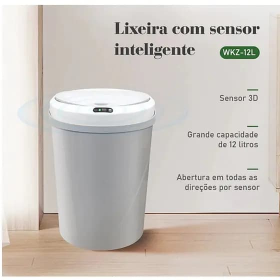 Lixeira lixo Automática Redonda banheiro cozinha multiuso com Sensor recarregável