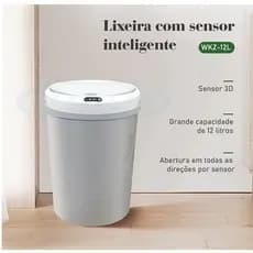 Lixeira lixo Automática Redonda banheiro cozinha multiuso com Sensor recarregável