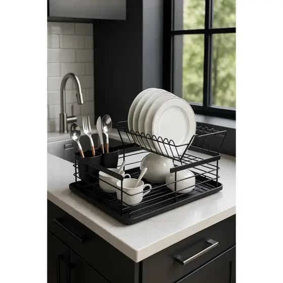 Escorredor Louças 2 Andares Aço Inox Pratos Talheres Copos Organizador Bancada