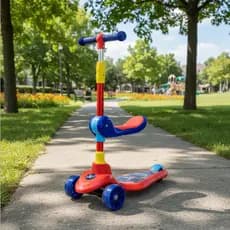 Patinete Infantil Azul 2 em 1 Com Assento Triciclo Equilíbrio Ajustável Rodas LED Brinquedo Criança