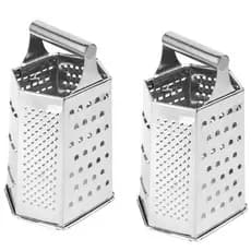 ORIGINAL LINE - Conj. 02 Raladores 6 faces Inox 17,5cm Legumes Queijos Frutas Ralo Ralador