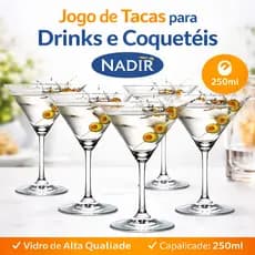 Jogo 6 Taças Martini e Coquetel Nadir 250ml - Vidro Transparente