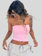 Kit 2 Top Tube Feminino Blusa Faixa Tomara Que Caia Suplex Forro Duplo No Busto