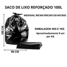 Saco De lixo Preto Reforçado Pacote com 4kg e 1kg