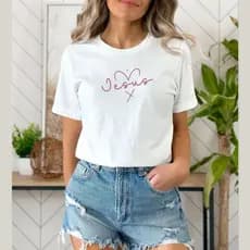 Camiseta Feminina Baby Look Jesus Coração Tumblr Baby Look 100% Algodão Lançamento
