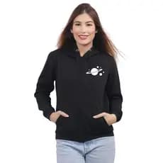 Moletom Blusa de Frio Feminino Canguru Com Capuz Bolso Algodão Saturno Planeta Outono Inverno