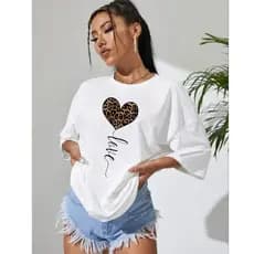 Blusão Camiseta Feminina Coração Escrita Love De Ombro Caído Estampada Streetwear 100% Algodão Promoção