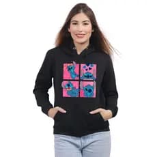 Moletom Blusa de Frio 4 Stitch Fofo Feminino Com Capuz Bolso Algodão Lançamento Filme 2025