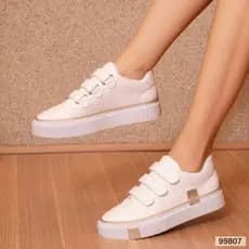 Tenis com velcro RETRO Multimateriais Branco Design Run Motion Sneakers Chuck Taylor