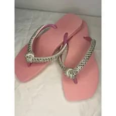 chinelo havaianas com brilho cor rosa, sandália com brilho