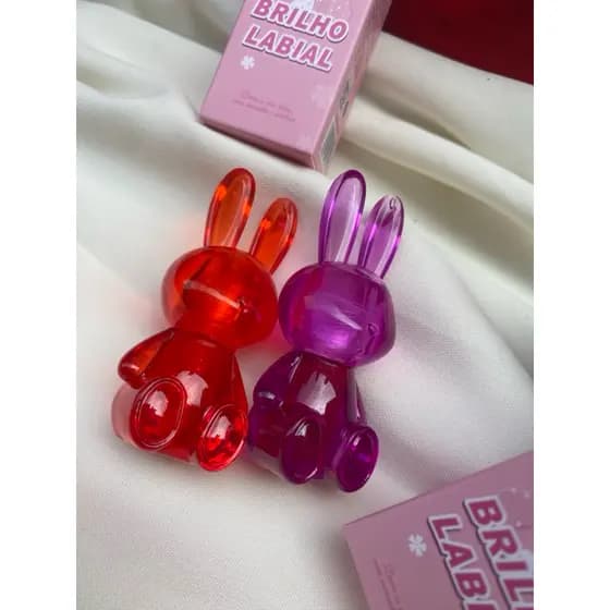 brilho labial de coelhinho, glos labial lip balm forma de coelho, hidratante