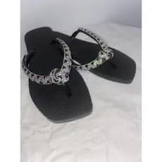 havaianas customizada, chinelo com brilho, chinelo feminino, strass, rasteirinha, confortável