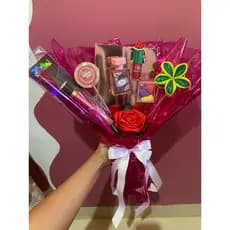 buquê de maquiagem, buquê de flor de cetim, buquê presentes de maquiagem
