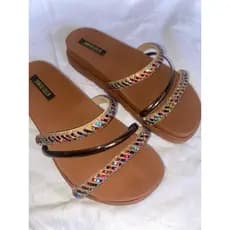 sandália feminina, Santa Lolla, rasteira, slide, strass, brilho, confortável, casual, moda feminina, verão.