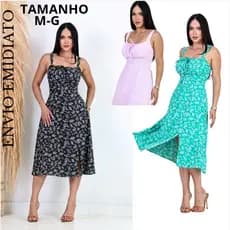 Vestido Midi Romantico Estampado Floral com alça