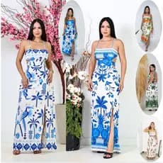 vestido longo feminino com estampa fenda aberto TAMANHO UNICO veste 36 ao 42 ..