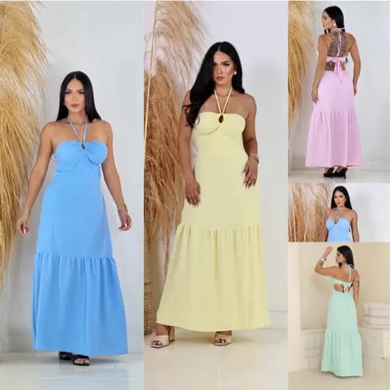 vestido feminino longo liso de 3 formas de usar trasforma o corpo.